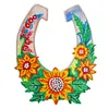 5D DIY Dot Drill Diamond Painting Flower Wreath Kit with Chain Art Pendant Kit