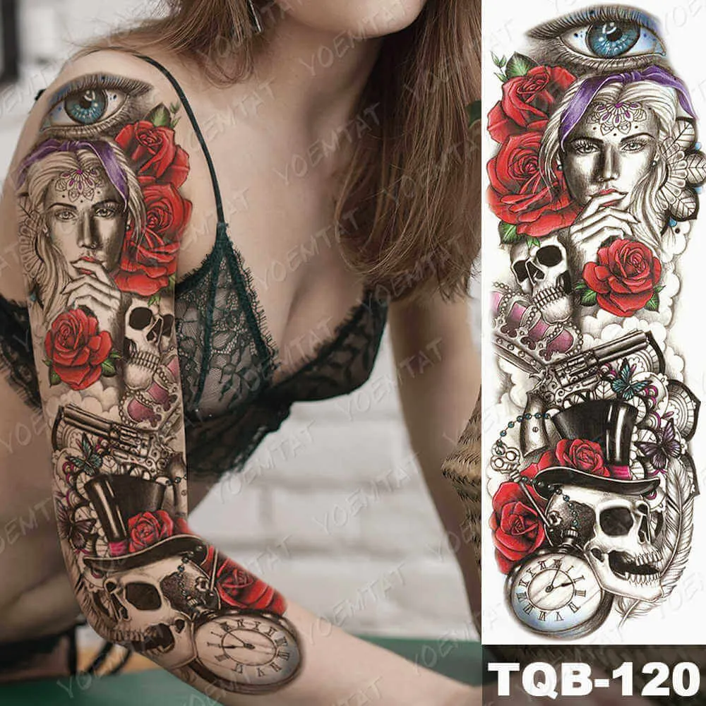 Large Arm Sleeve Tattoo Japan Samurai Waterproof Temporary Tatto Sticker Geisha Waist Leg Body Art Full Fake Tatoo Women Men