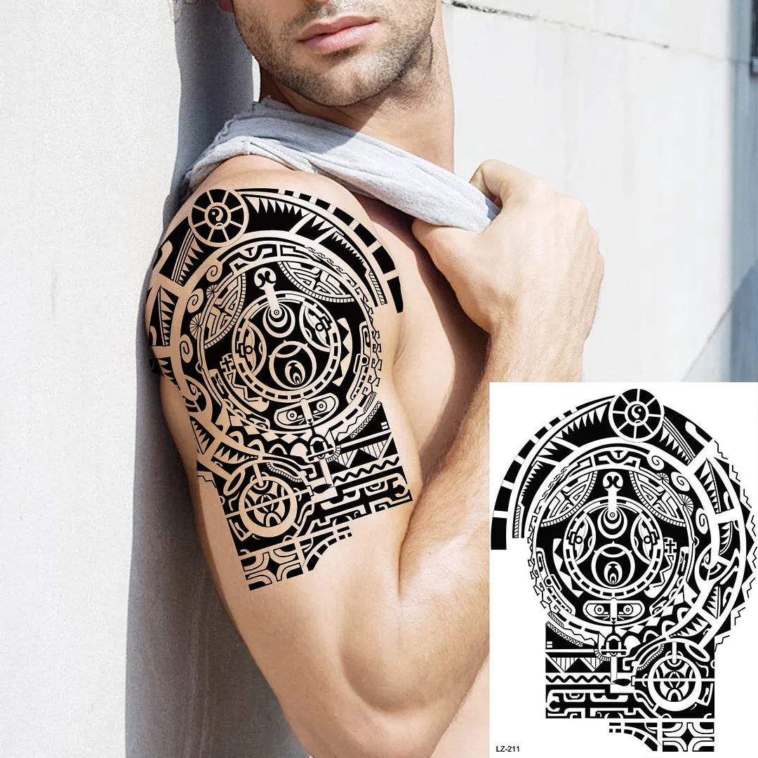 Large Black Lion Temporary Tattoos For Men Adults Realistic Winged Knight Cool Tiger Fake Tattoo Sticker Chest Arm Tatoos