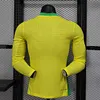 Joyfball 2025 Long Sleeve Player Version Brazil Home Soccer Jersey（The player version jersey is a bit tight, please pay attention to the size selection）