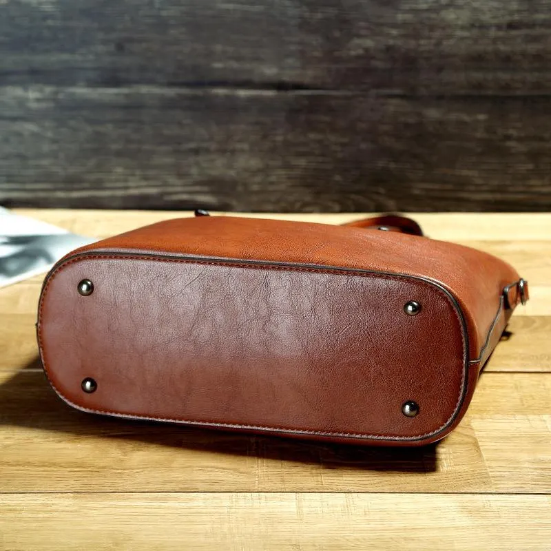 Ladies Vintage Waxed Pitote Bag Crossbody Shoulder Handbag