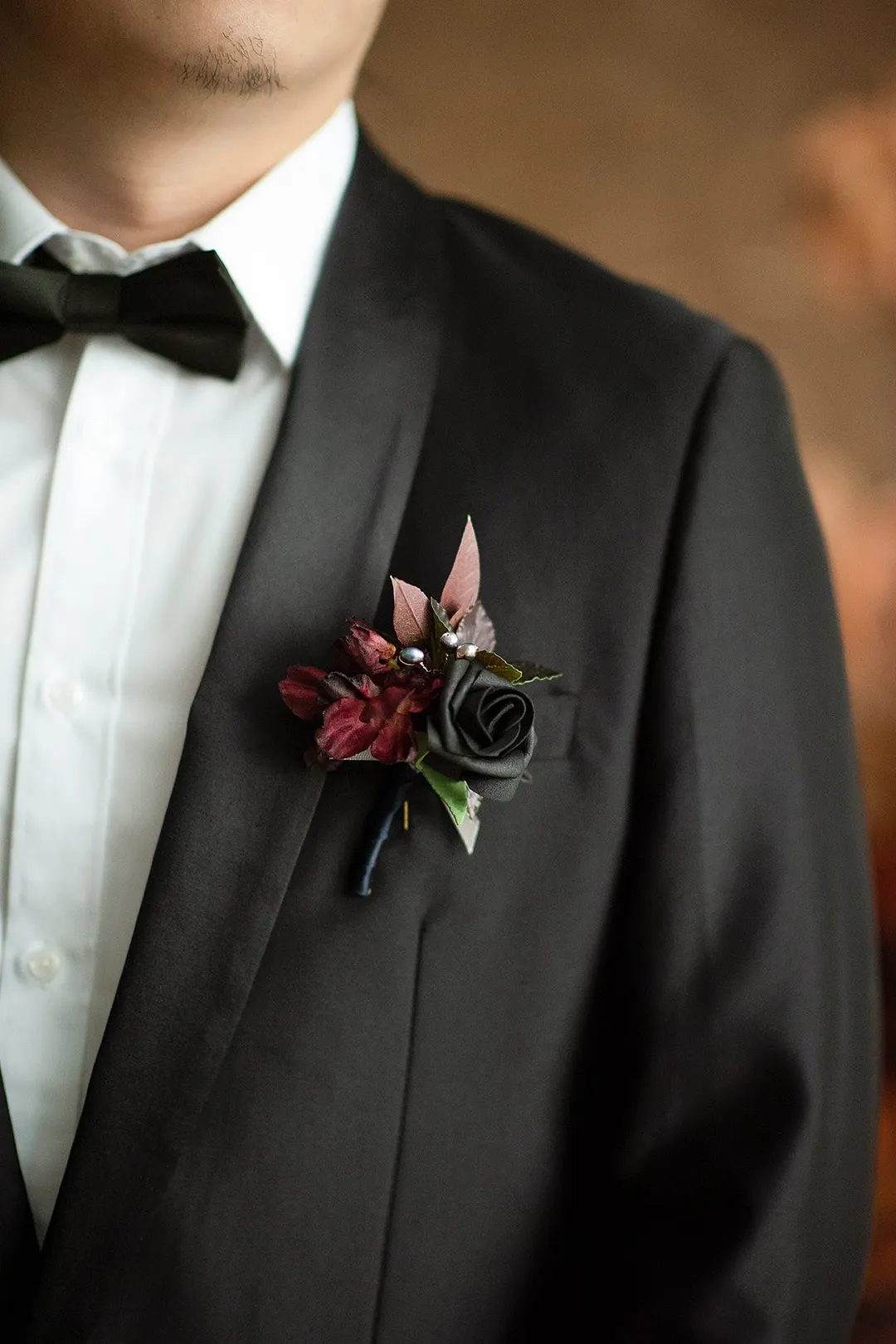 DIY Bridal Flower Set Package in Black & Pumpkin Orange