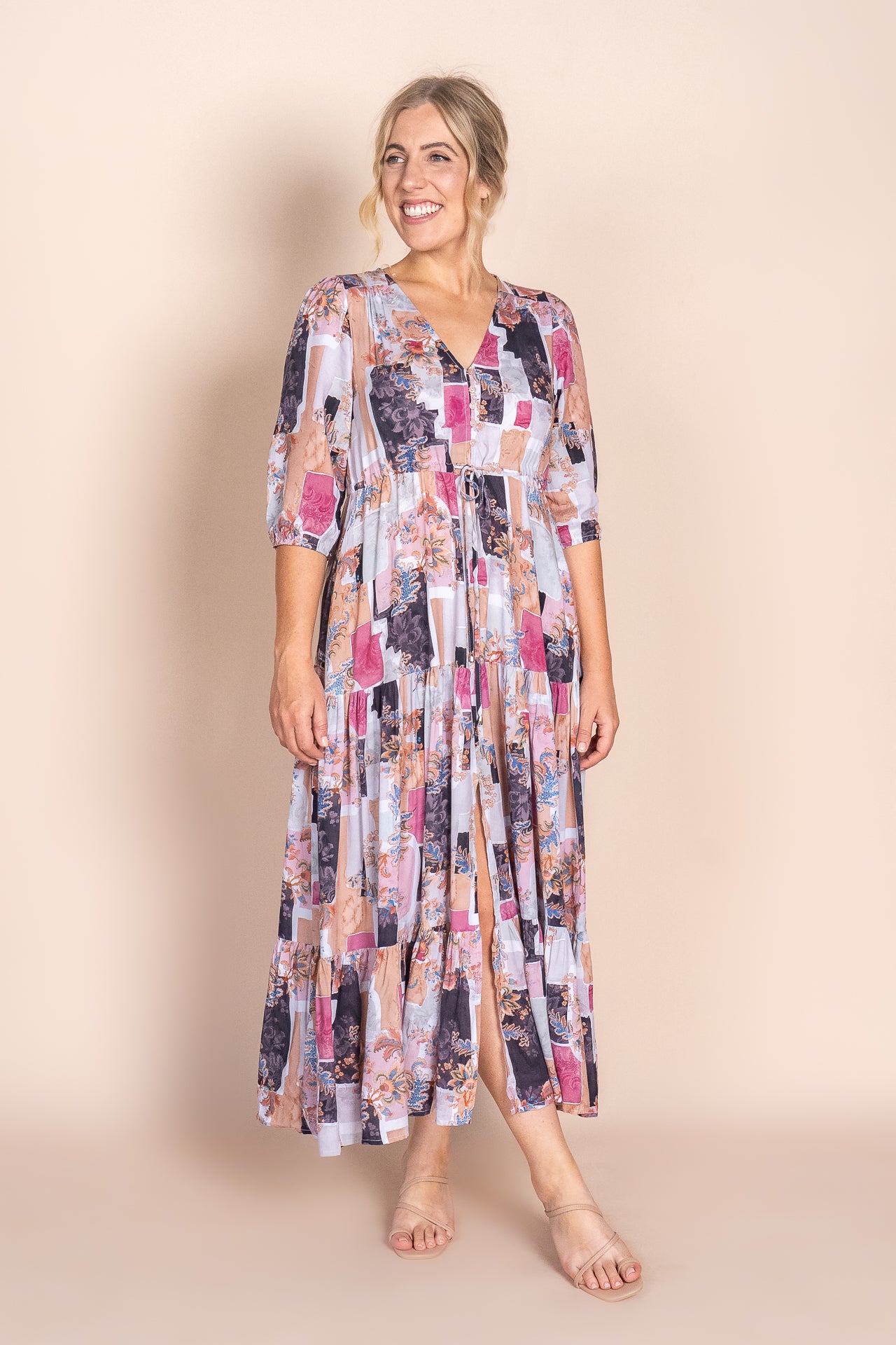Helia Maxi Dress in Mocha Multi