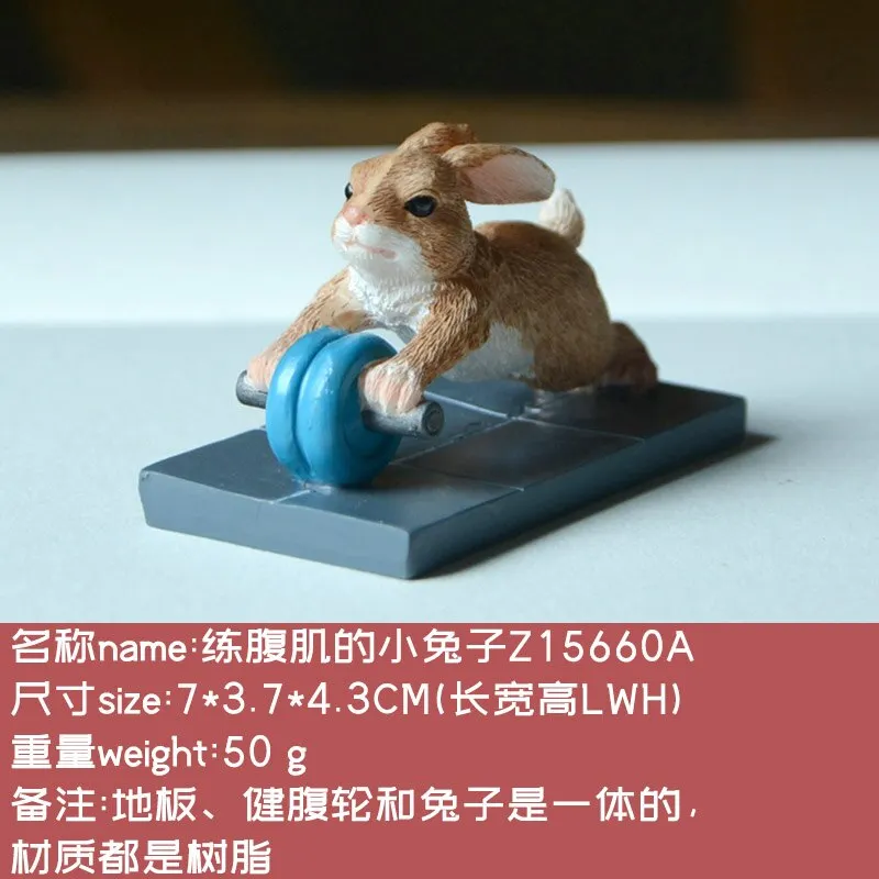 Creative Cute Pig Ornament Sporting Bunny Squirrel Cat Animal Figurines Exercising Series Resin Craft Tabletop Decorations