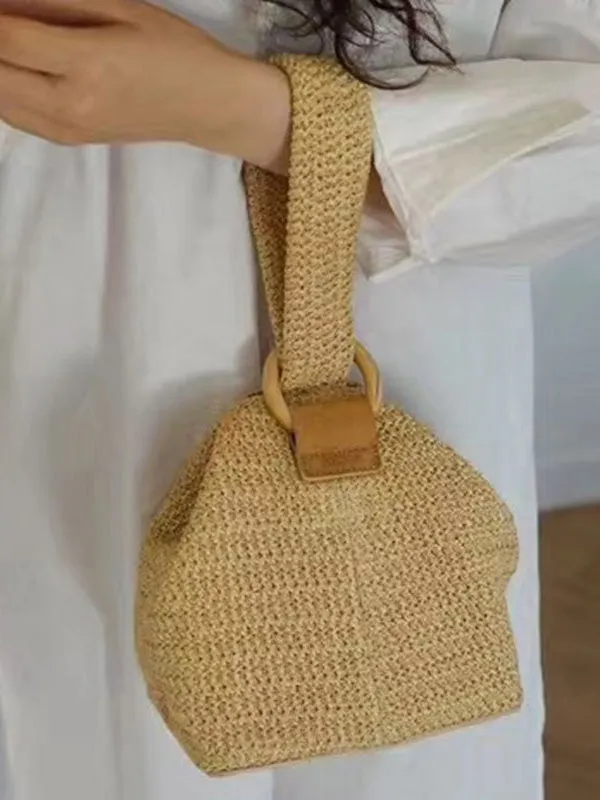 Vacation Simple Weave Dual-Use Diagonal Handbag