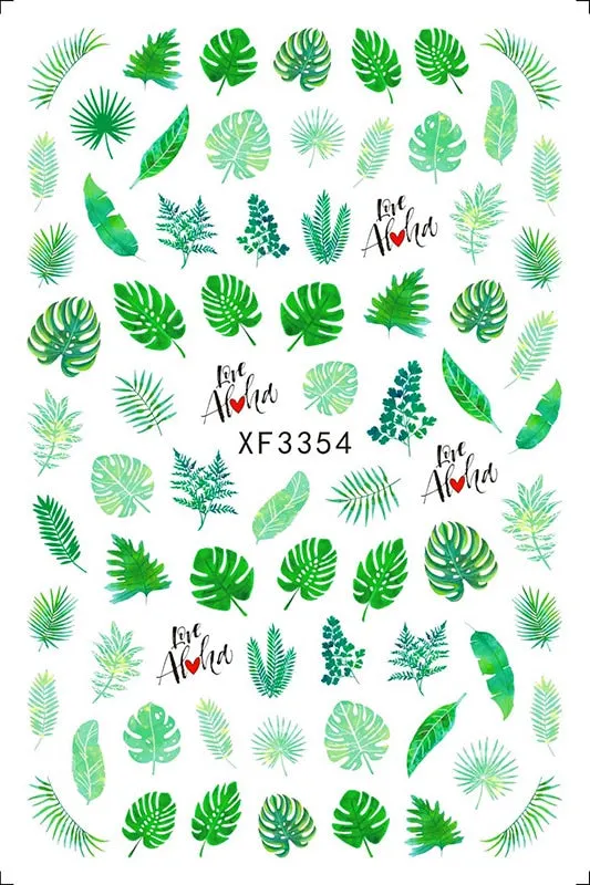 3D Nail Art Stickers Manicure Decoration Design Nail Art Decal Green Clover Leaf Nail Art Designer Decals Beautiful Flower