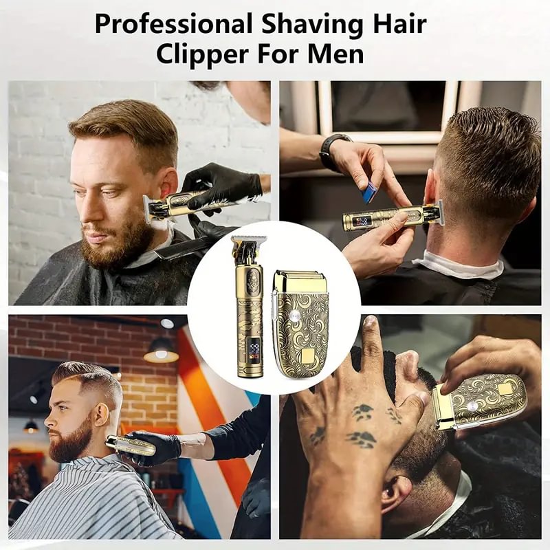 Aparador de cabelo profissional barbeador elétrico com folha para homens sem fio aparador de barba clipes de cabelo masculino barbeador elétrico recarregável kit de cuidados com o cabelo adequado para o presente do dia dos pais detalhes 6