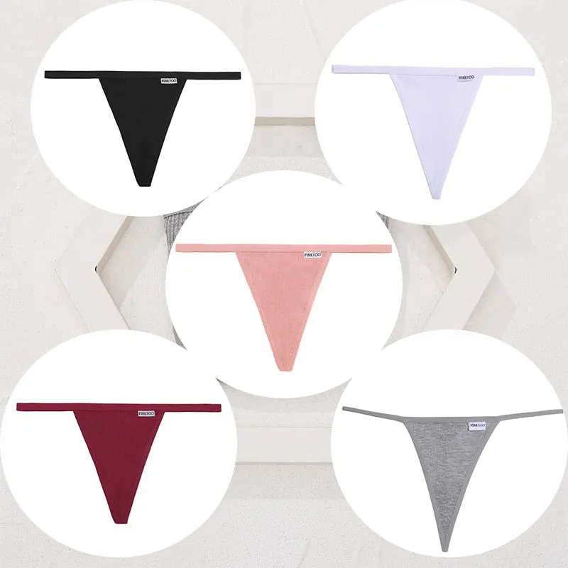FINETOO 5PCS/Set Sexy G-string M-XL Cotton Girls Panties Women's Pantys Female Underpant Ladies Thong Lingerie Bikini Underwear