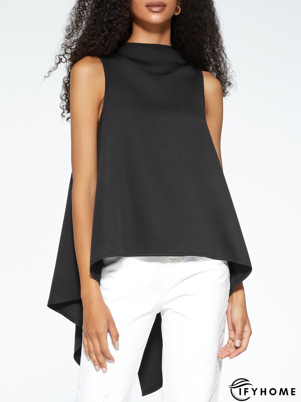 Elegant Turtleneck Shift Solid Top | IFYHOME