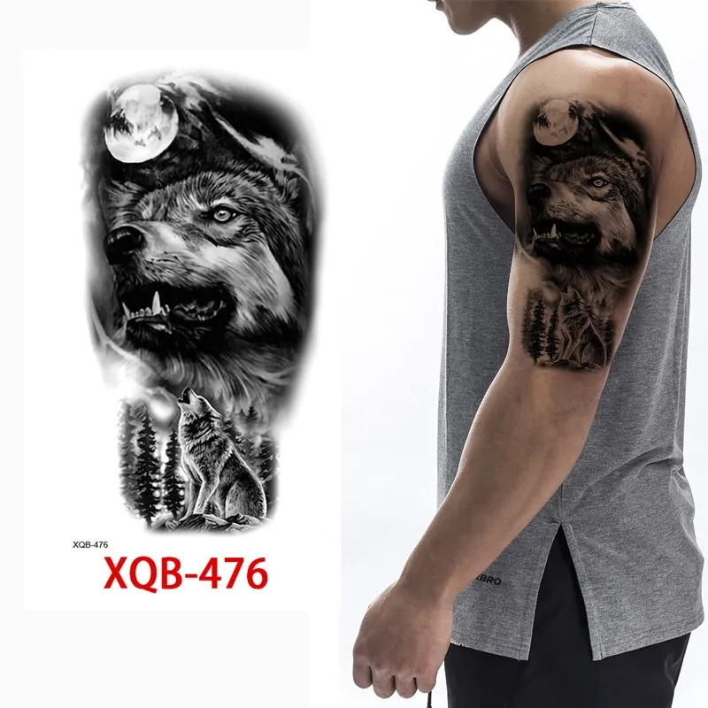 Sdrawing Forest Wolf Tattoo Sticker For Men Tiger Skull Skeleton King Animal Fake Tattoo for Women Tattoo Temporary Waterproof