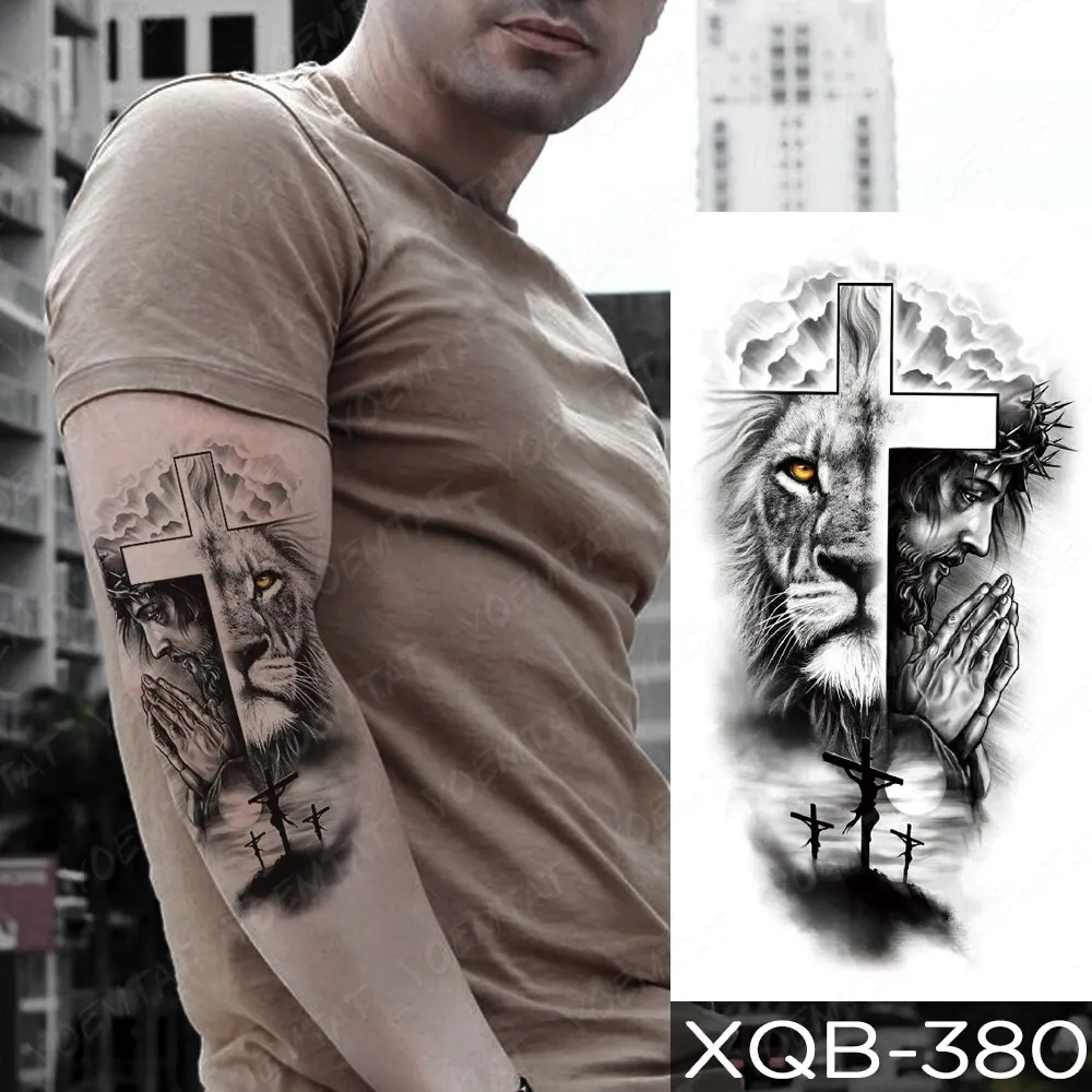 Sdrawing Temporary Tattoo Stickers Fox Lion Tiger Wolf Peony Rose Flowers Leaf Flash Tatto Women Men Body Art Arm Fake Tattoos