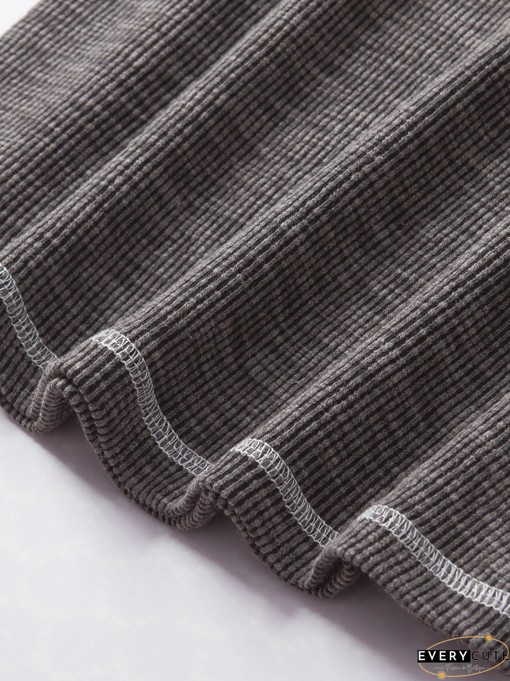 Cozy Gray Aztec Patterned Ribbed Top