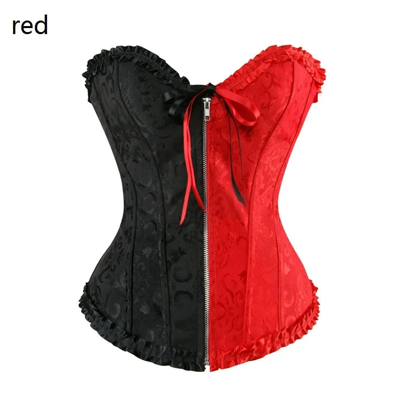 Corset Top Sexy Lace Plus Size Erotic Zip Floral Women Bustier Corsets Overbust Lingerie Vintage Victorian Fashion DropShipping