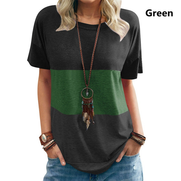 Women Casual Short Sleeve O-Neck Loose Tshirt Summer Tee Tops Plus Size XS-5XL