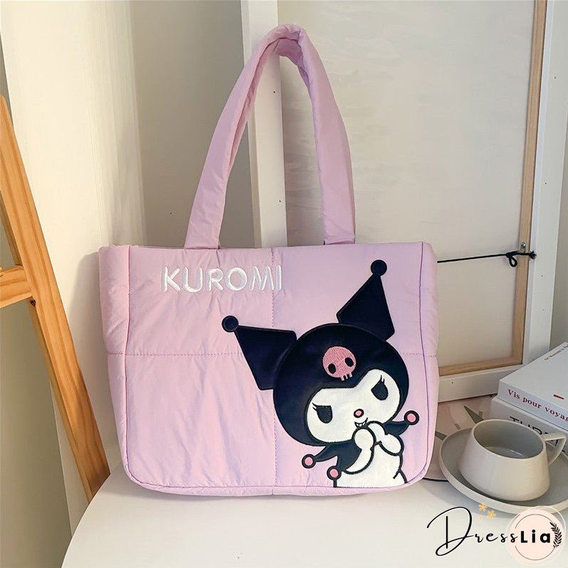 New Cartoon Cute down Cloth Handbag Pacha Dog Shoulder Bag Melody Clow M Tote Bag