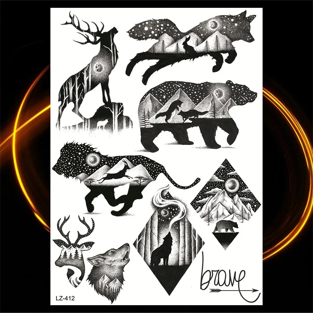 Sdrawing Large Anchor Back Octopus Pirate Skeleton Halloween Temporary Tattoos For Men Adult Compass Wings Fake Tattoo Stickers