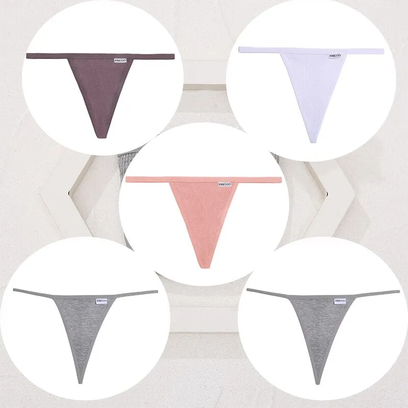 FINETOO 5PCS/Set Sexy G-string M-XL Cotton Girls Panties Women's Pantys Female Underpant Ladies Thong Lingerie Bikini Underwear