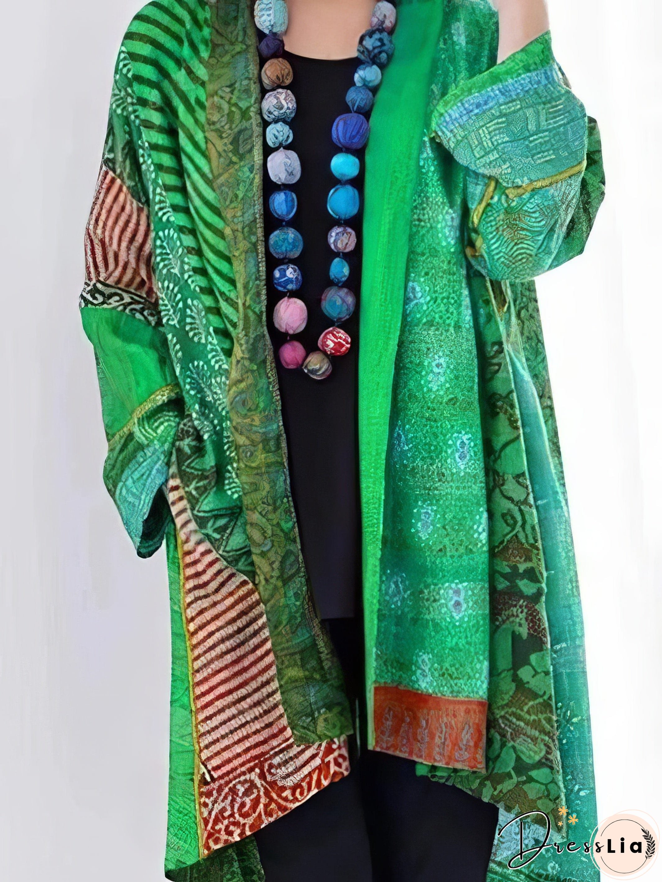 Red and Teal Patchwork Cardigan