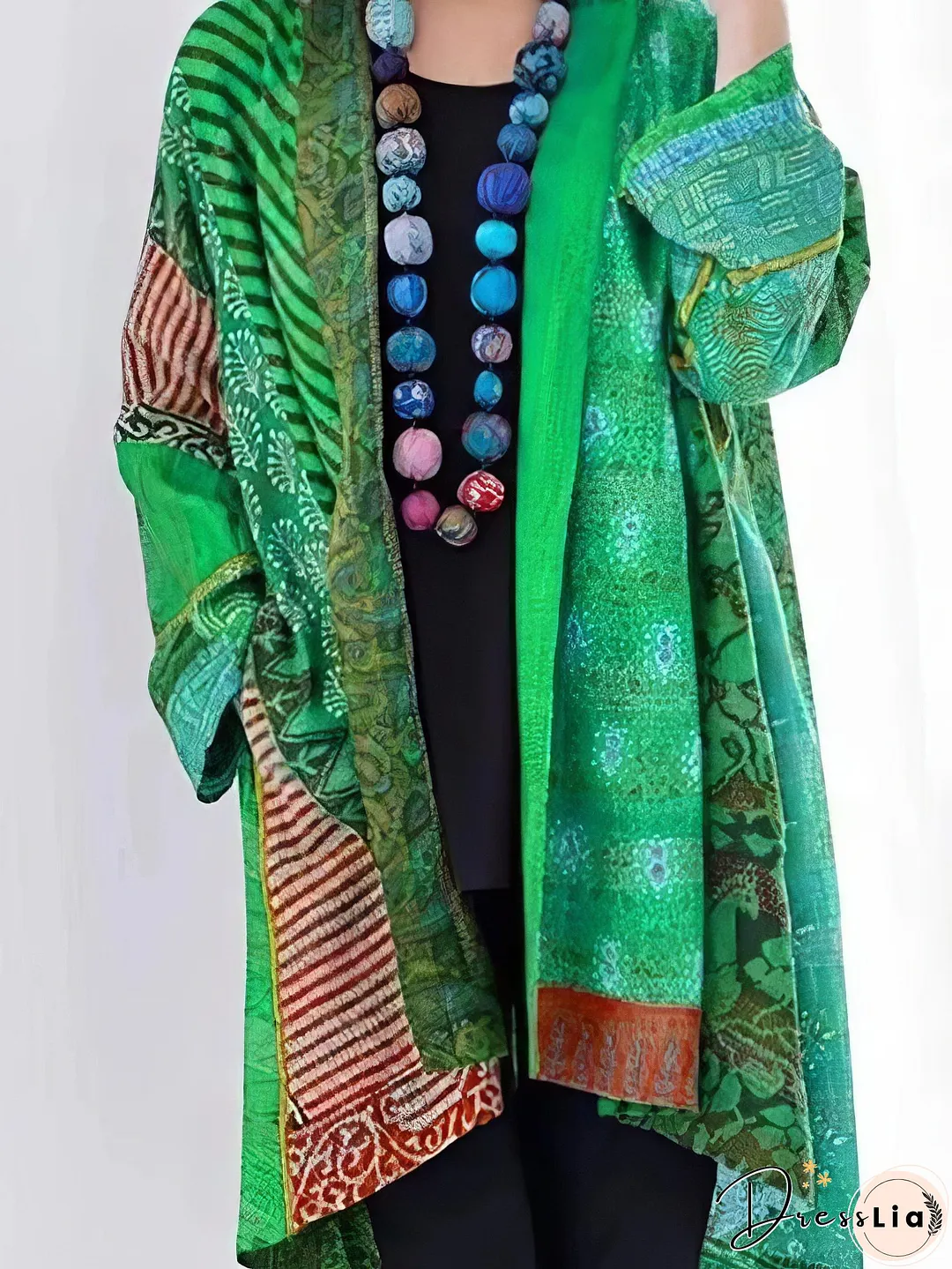 Red and Teal Patchwork Cardigan