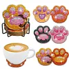 6pcs/set DIY Diamond Art Halloween Art Diamonds Coaster with Holder Kits (Dog Paw)