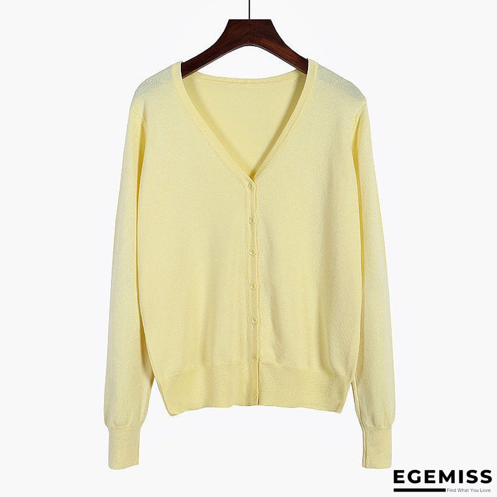 Cardigan Long Sleeve V Neck Air Conditioned Shirt Slim and Simple | EGEMISS