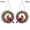 Diamond Painting Cardinal Wreath Hanging Sign for Wall Door Decor