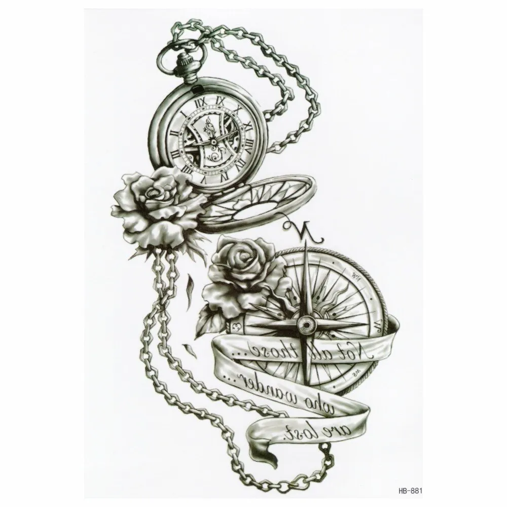 Compass Temporary Tattoo - Wind Rose Compass Rose Waterproof Mens Womens Kids