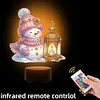 (US Local)Acrylic Double Sided Xmas Snowman 5D Diamond Painting Night Light for Tabletop