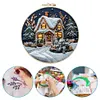 Xmas House-DIY Embroidery Kit with Pattern Cotton Threads Needles Hoop 30*30cm/11.81*11.81in