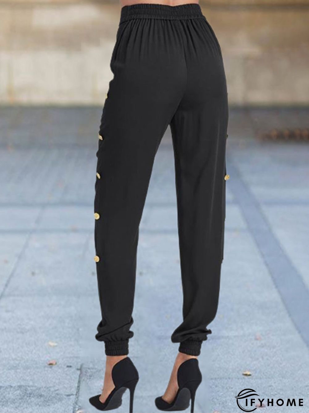 Plain Buckle Casual Pants | IFYHOME
