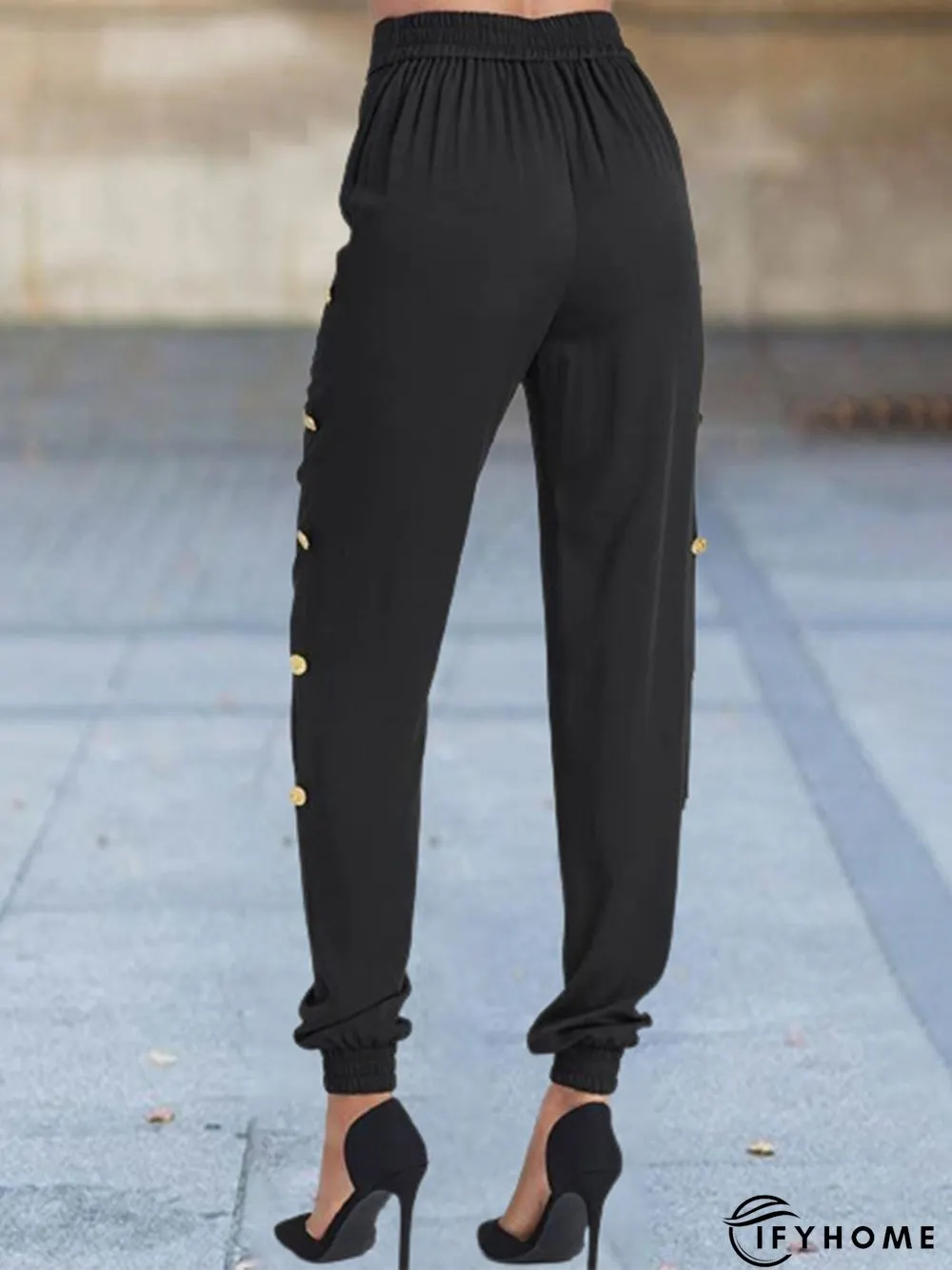 Plain Buckle Casual Pants | IFYHOME