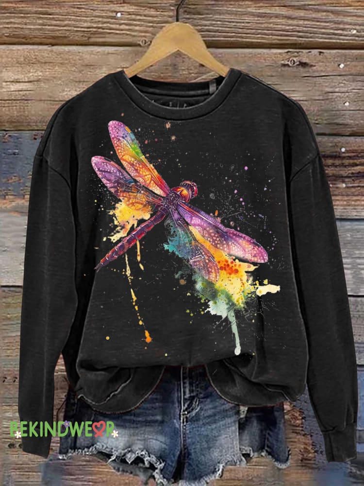 Dragonfly Casual Sweatshirt Black / S