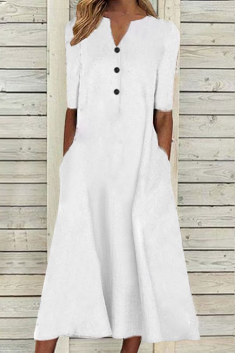 Summer New V-neck Short Sleeve A- line Dress