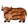 Highland Cow Wooden Charcuterie Board with Compartments for Cheese Meat Snacks
