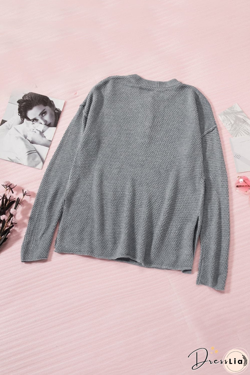 Casual Waffle Knit Henley Shirt