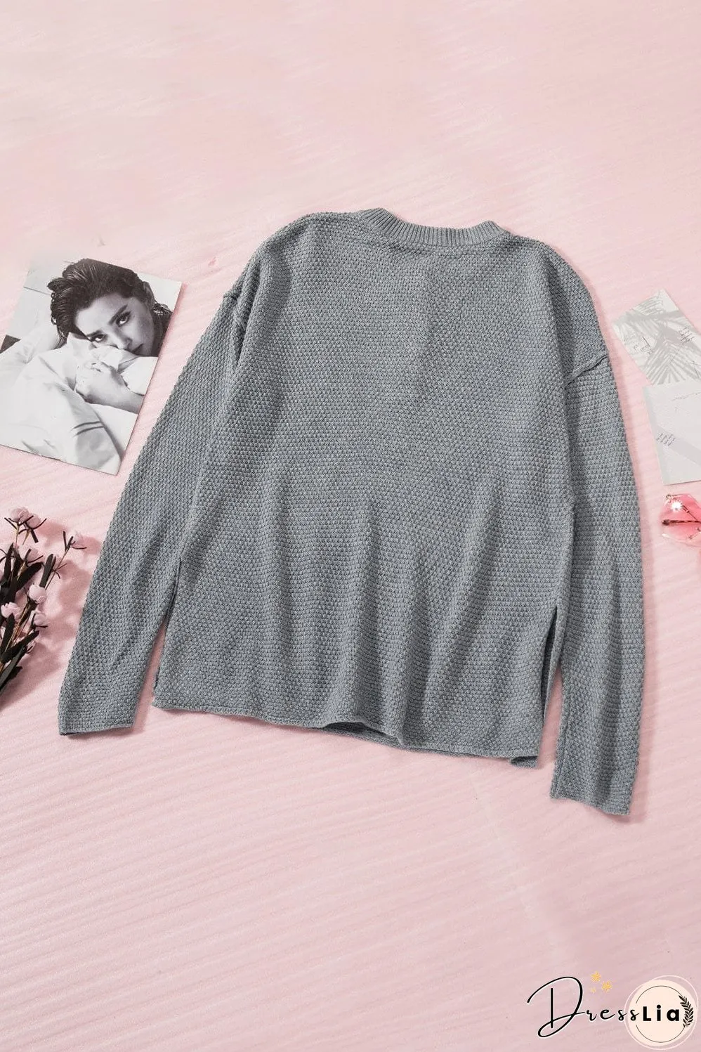 Casual Waffle Knit Henley Shirt