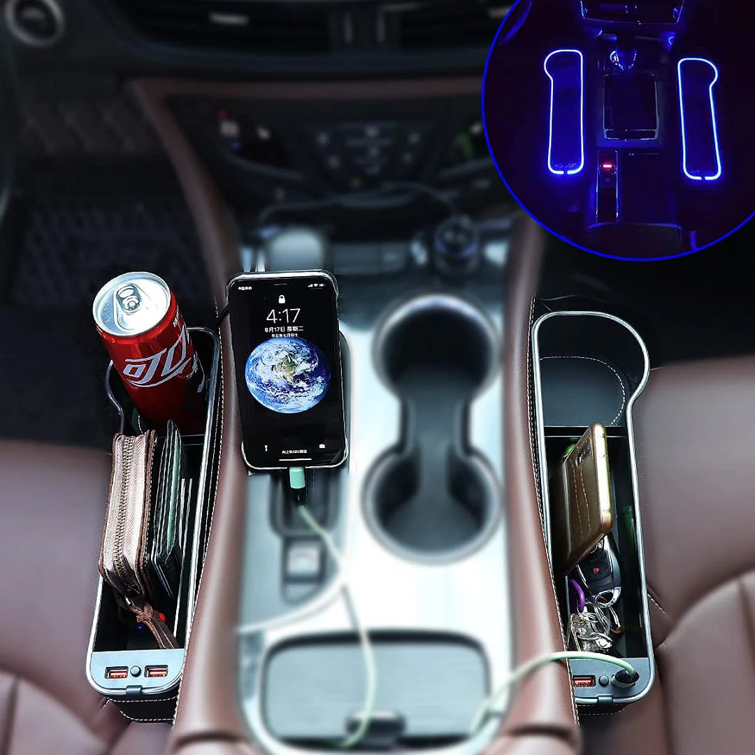 Car seat gap colorful atmosphere light storage box