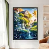 >SALE<Full Embroidery Cotton Thread14CT Print Landscape Flower Hut Cross Stitch50x65cm