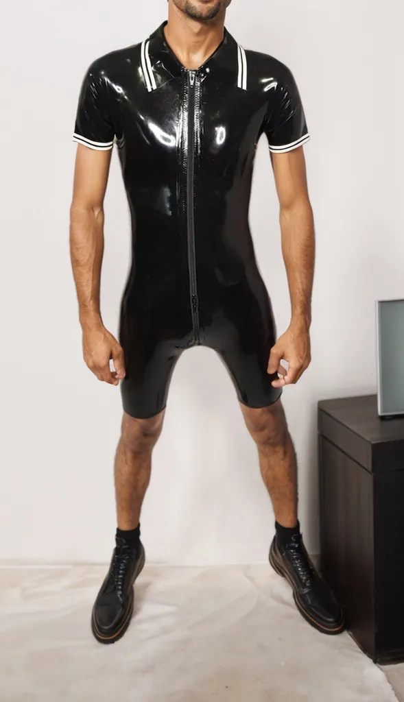 Men Latex Catsuits Alpha Black White 