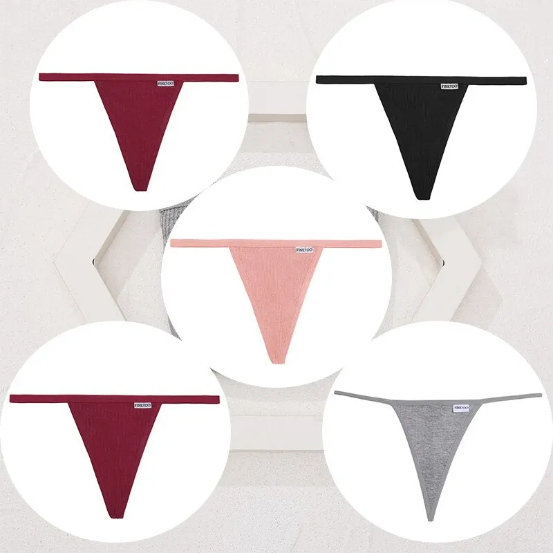 FINETOO 5PCS/Set Sexy G-string M-XL Cotton Girls Panties Women's Pantys Female Underpant Ladies Thong Lingerie Bikini Underwear