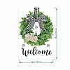 DIY Diamong Painting Double Sided Drills Garden Flags Outdoor Decor Holiday Garden Decorations Kit(Welcome Wreath)