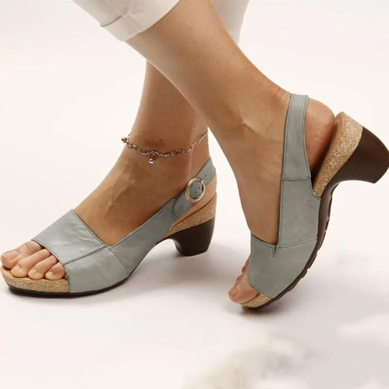 Women's Gladiator Sandals Buckle Strap Woman Chunky Heels Peep Toe Ladies Casual Shoes Female Summer Autumn Fashion Sandals 2022