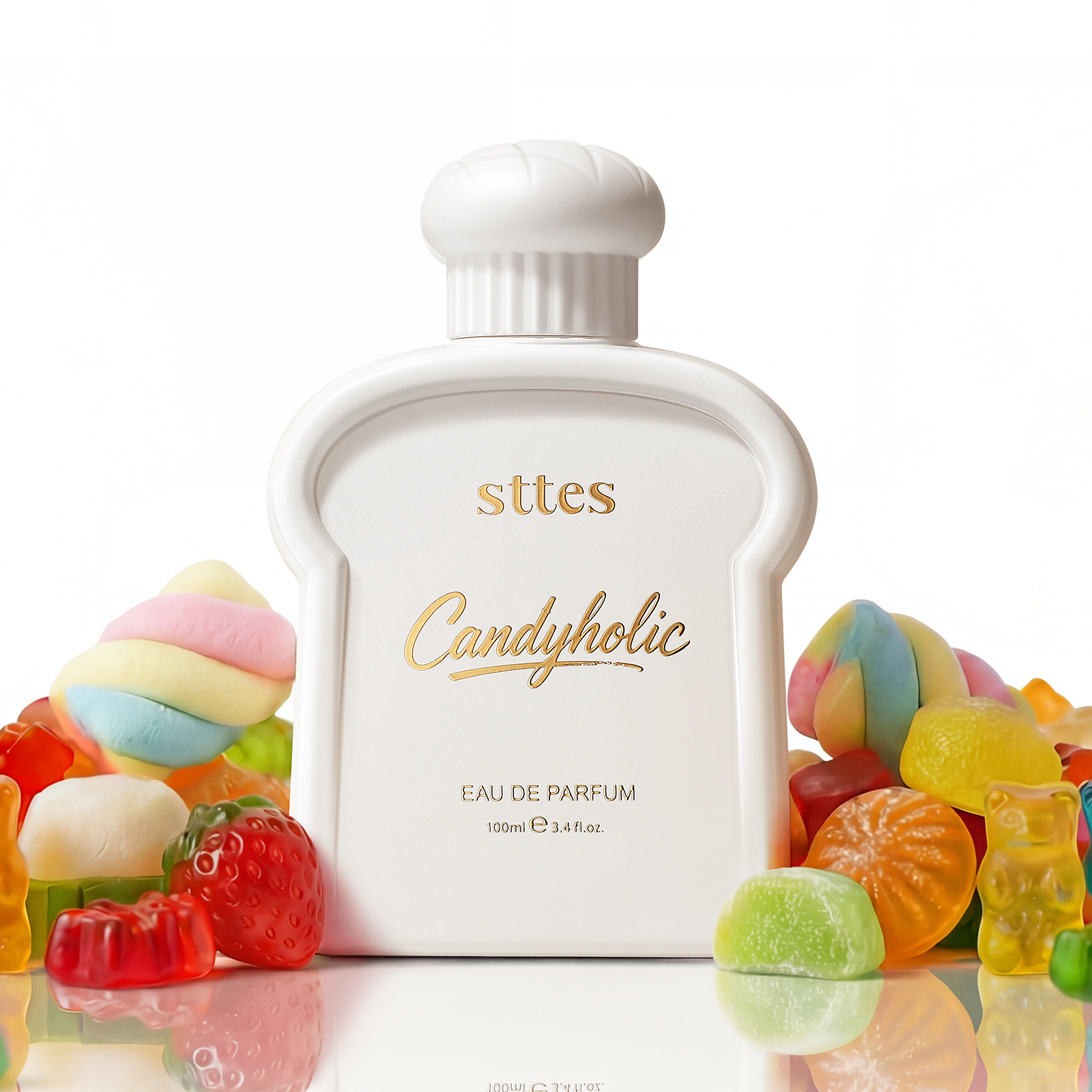 Sttes Candyholic Eau de Parfum for Women & Men, Sweet Gourmand Candy Fragrance with Cotton Candy, Coconut, Honey, Vanilla & Caramel Notes, Long-Lasting Perfume, 100 ml (3.4 fl oz)