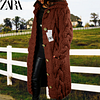 ZARA - WYSOKIEJ JAKOŚCI PŁASZCZ WEŁNIANY Z DZIANINY
