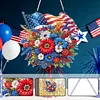National Flag and Flowers DIY Acrylic Diamond Painting Hanging Kit Special Shape Crystal Rhinestone Art Pendants Single Side Drill for Adults Gift Home Wall Or Window Decor