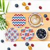 A Set (8Pcs) Wooden Red And Blue Pattern - 5D DIY Craft Coaster