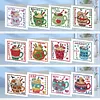 (US Local)12Pcs Month DIY Diamond Painting Greeting Card Birthday Gift for Friend