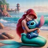Princess Ariel And Stitch - 11CT Stamped Cross Stitch - 40*40cm - Disney