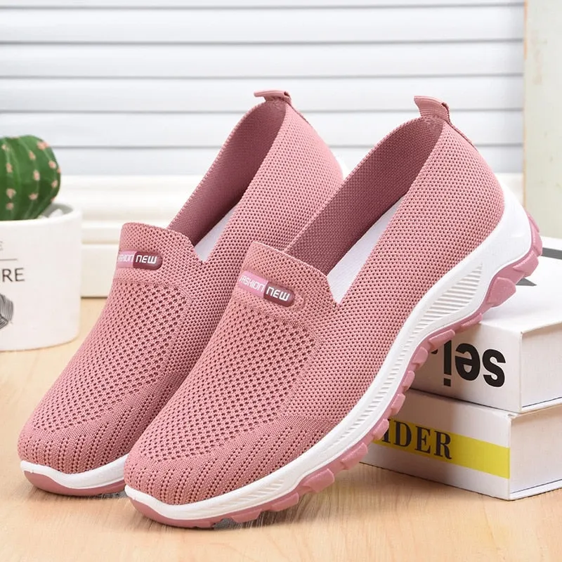 Breathable Sneakers Women Running Shoes Women  Light Mesh Flats Women's Sports Shoes Slip-on Female Loafers