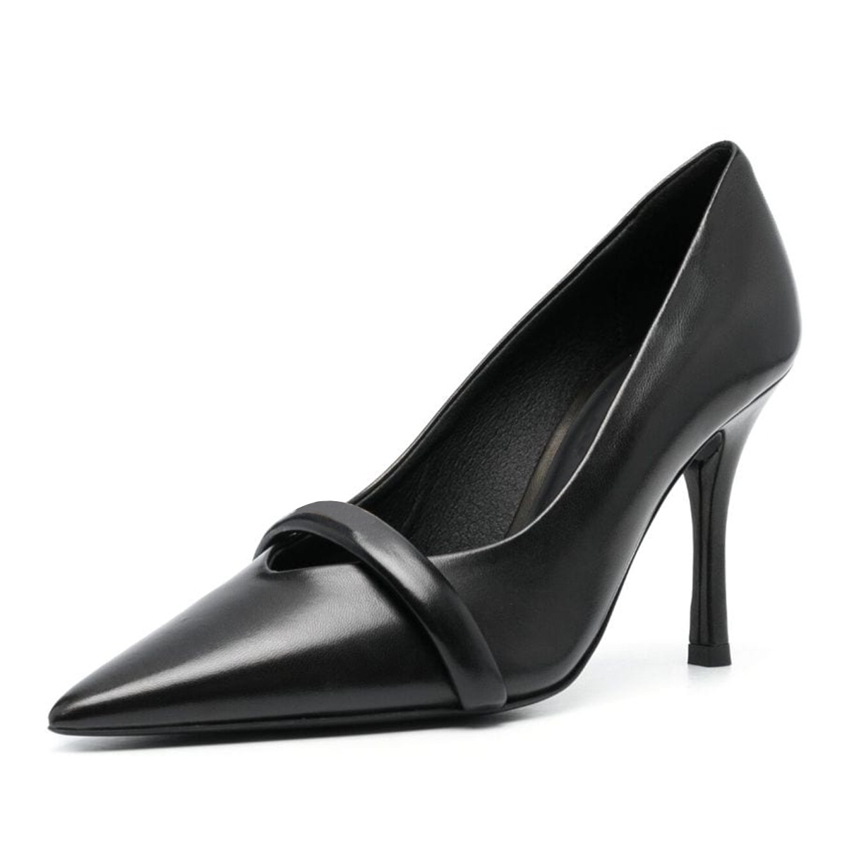 Pointed Toe Stiletto Heel Vegan Leather Formal Black Pumps Nicepairs